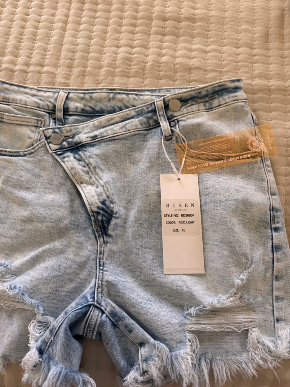 Risen Acid Light Denim Women's Shorts - Light Blue